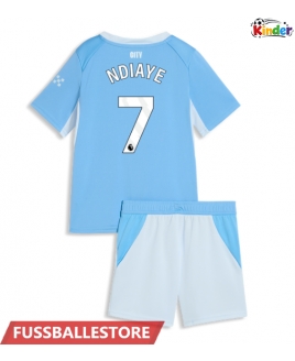 Günstige Manchester City Iliman Ndiaye #7 Heimtrikotsatz Kinder 2026-27 Kurzarm (+ Kurze Hosen)